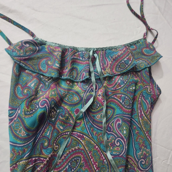 Pink Label Victoria's Secret Teal Paisley Chemise Slip Lingerie Dress Sm - Picture 13 of 15